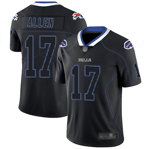 Men Buffalo Bills #17 Josh Allen Limited Black Lights Out Black Rush NFL Jersey->youth nfl jersey->Youth Jersey